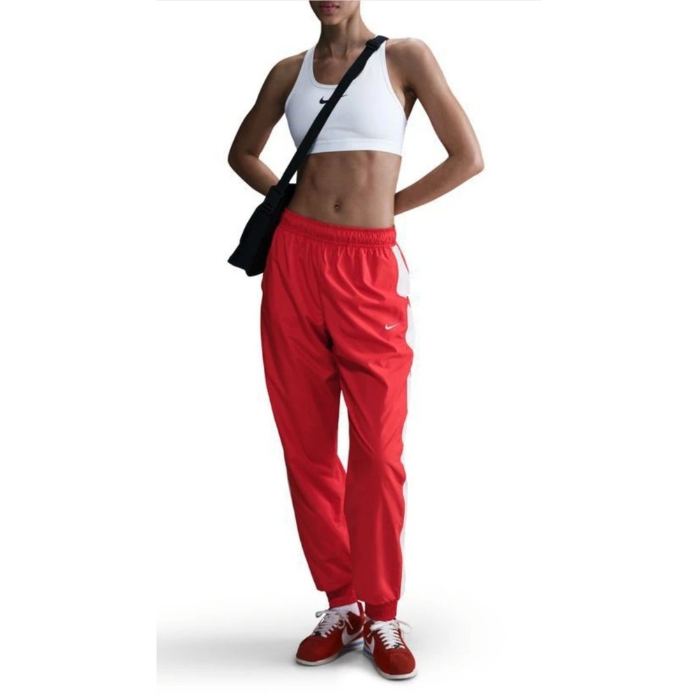 NWT Nike Sportswear Womens Windbreaker Mesh Lined Woven Joggers XL Red/White